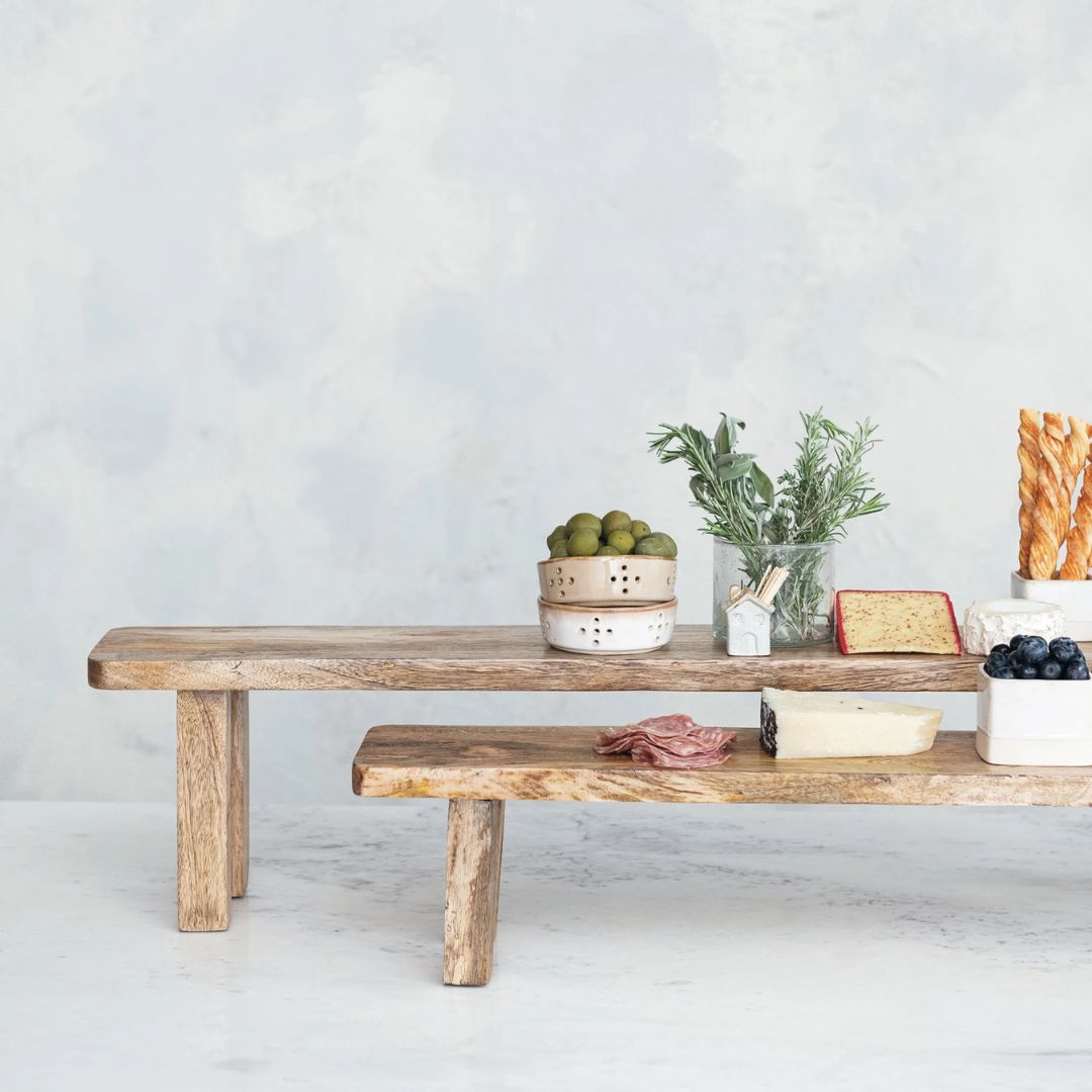 Hand - Carved Mango Wood Pedestal