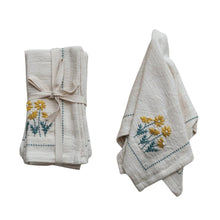 Hand Embroidered Napkins with Flowers & French Knots