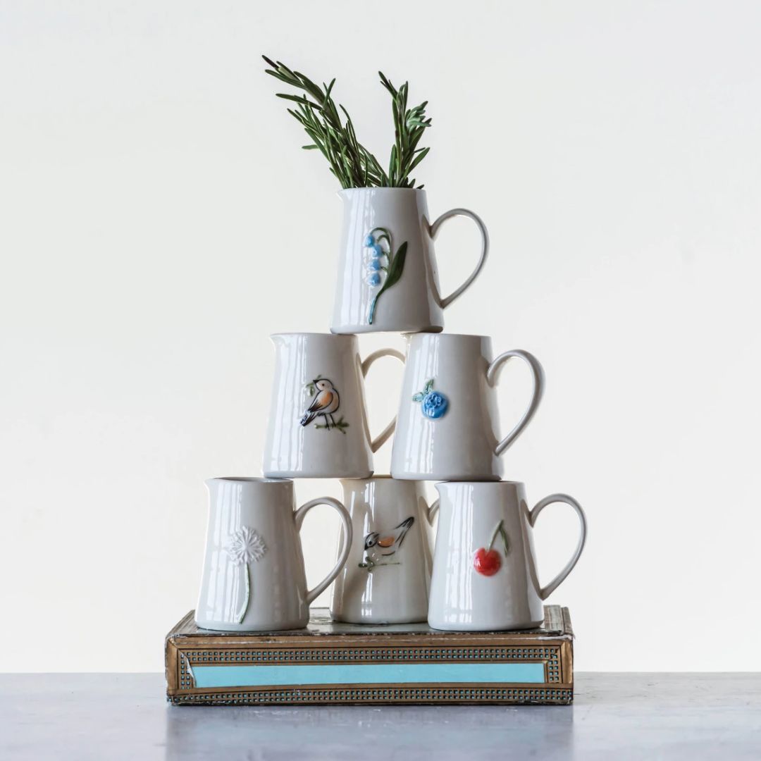 Hand Painted Embossed Creamer Mug
