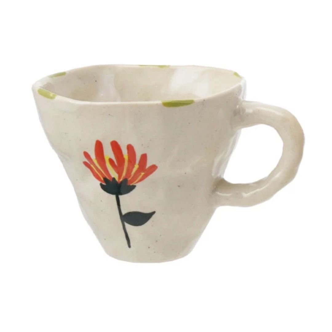 Hand Painted Mug with Flower Image - 4 Assorted Styles