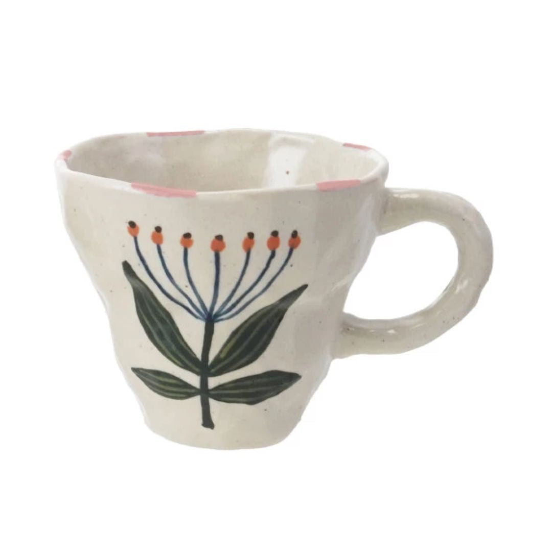 Hand Painted Mug with Flower Image - 4 Assorted Styles