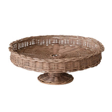 Decorative Hand-Woven Rattan Pedestal with Braided Rim