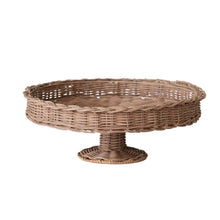 Decorative Hand-Woven Rattan Pedestal with Braided Rim