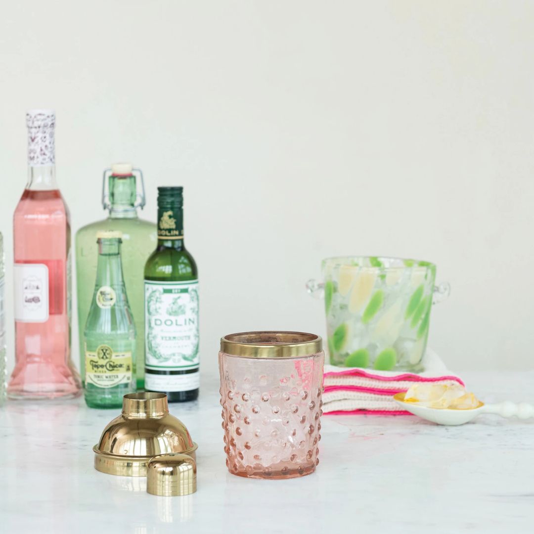 Stainless Steel & Hand-Blown Glass Hobnail Cocktail Shaker - 14oz