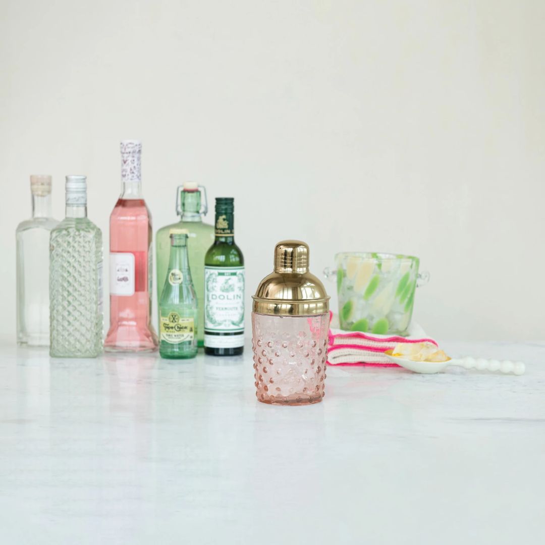Stainless Steel & Hand-Blown Glass Hobnail Cocktail Shaker - 14oz