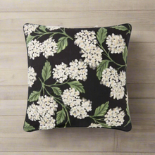 Hydrangea Black Throw Pillow - 22x22"