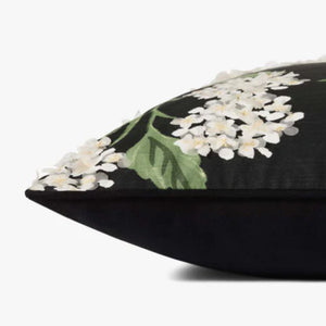 Hydrangea Black Throw Pillow - 22x22"