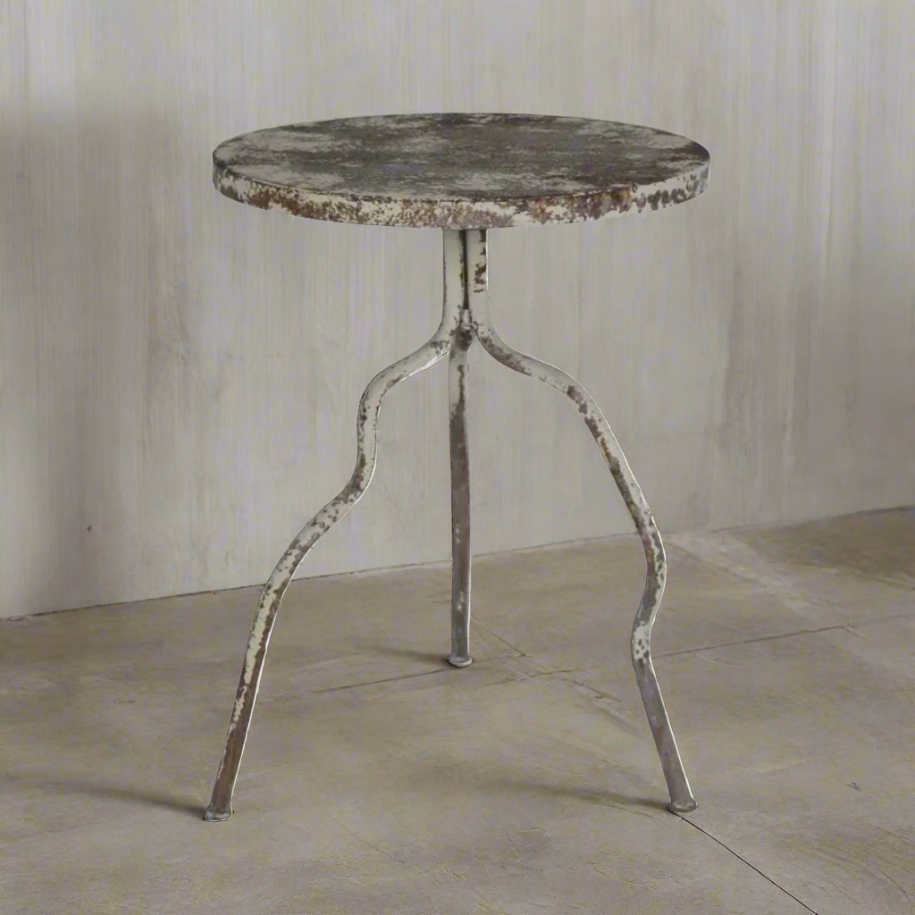 Iron Blanc Side Table - Antiqued White