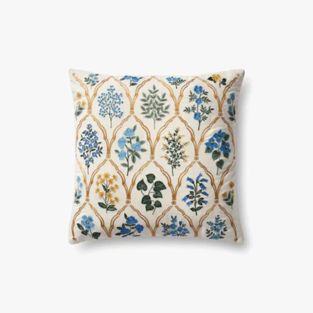 Ivory Floral Throw Pillow