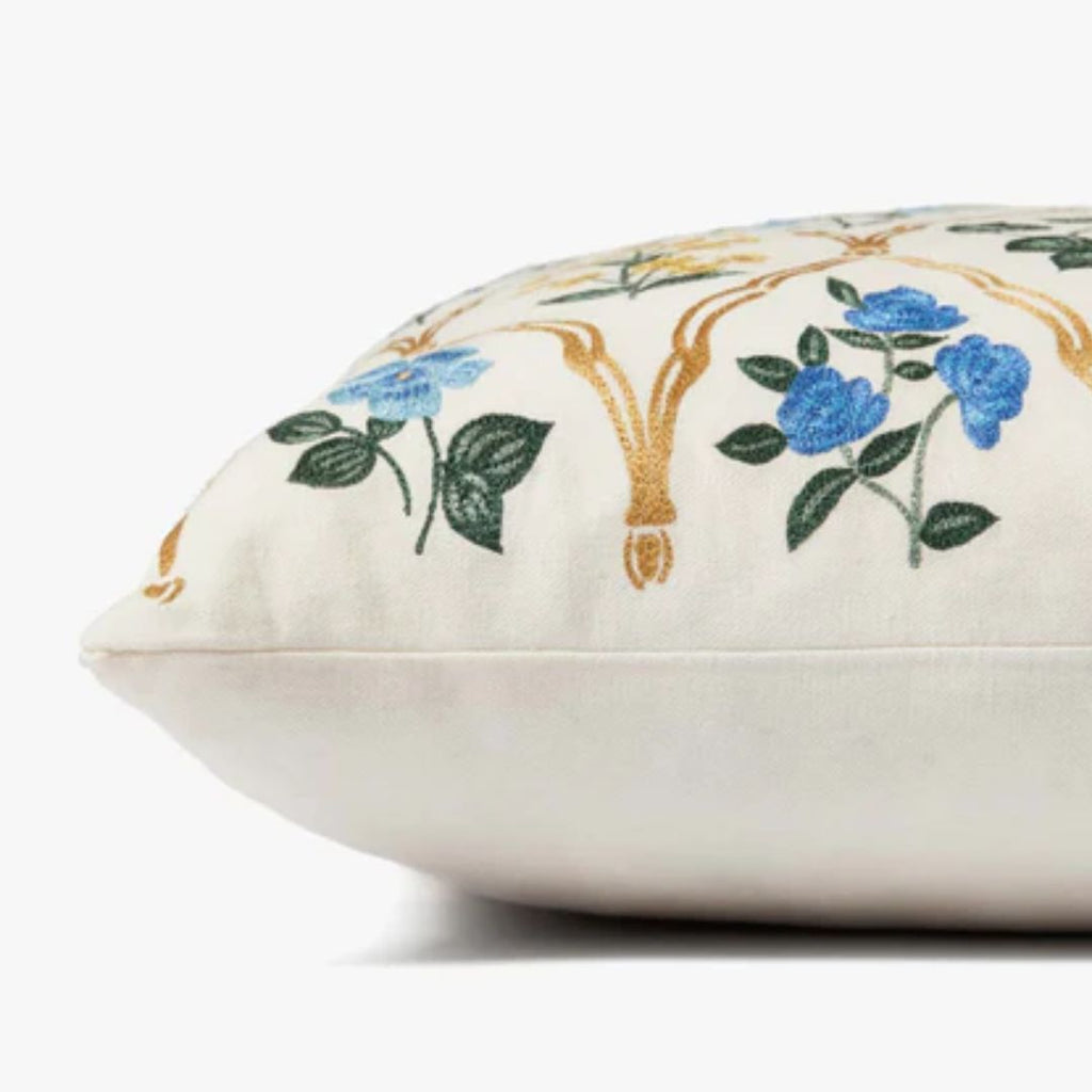 Ivory Floral Throw Pillow 18x18"