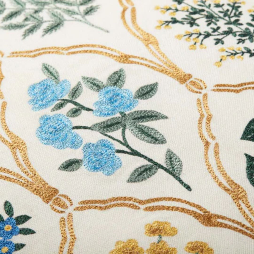 Ivory Floral Throw Pillow 18x18"