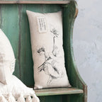 24" Lumbar Linen Throw Pillow With Printed Florals
