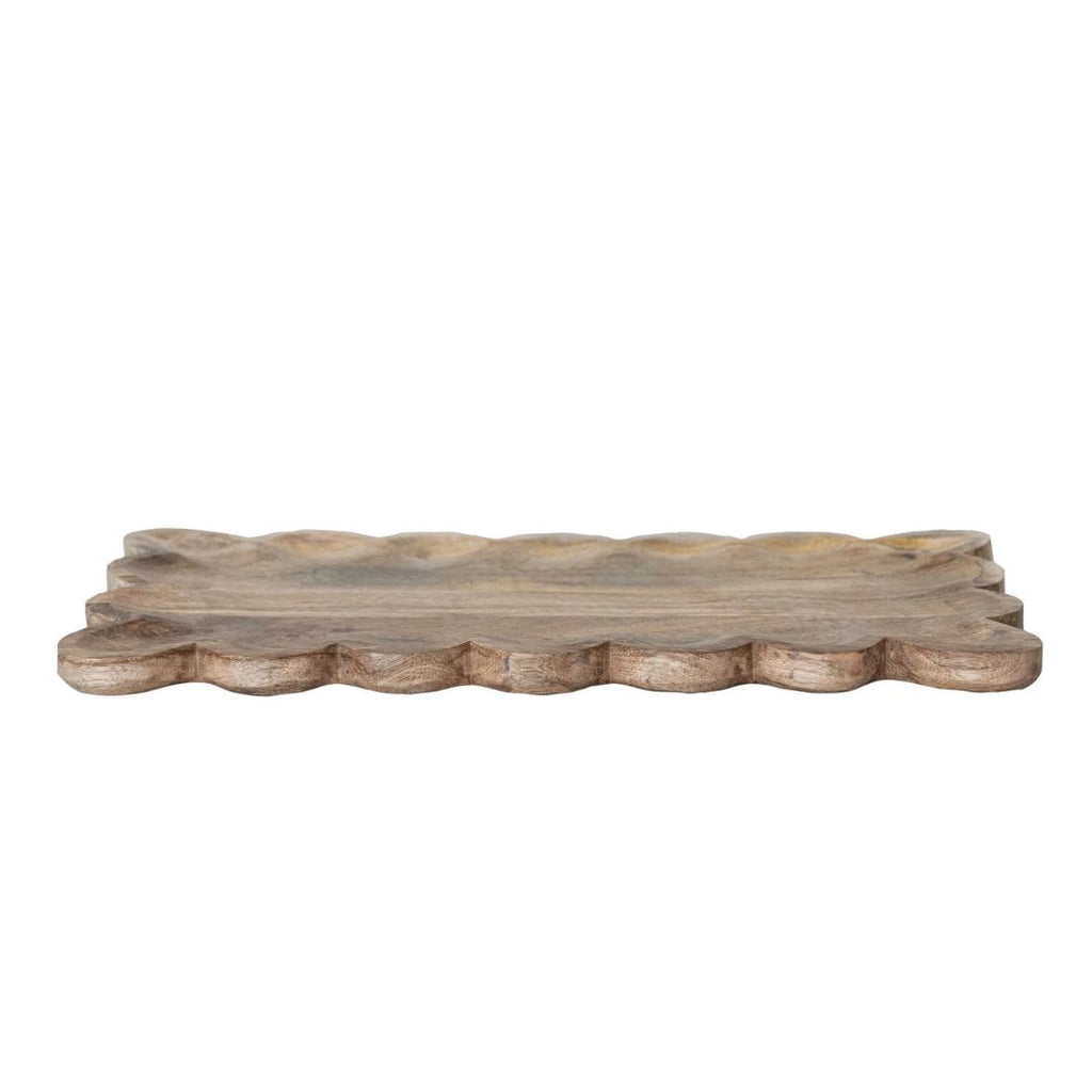 Mango Wood Tray With Scalloped Edge – Natural Finish