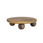 9.8" Hand-Carved Round Mango Wood Pedestal