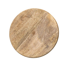 9.8" Hand-Carved Round Mango Wood Pedestal