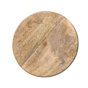 9.8" Hand-Carved Round Mango Wood Pedestal