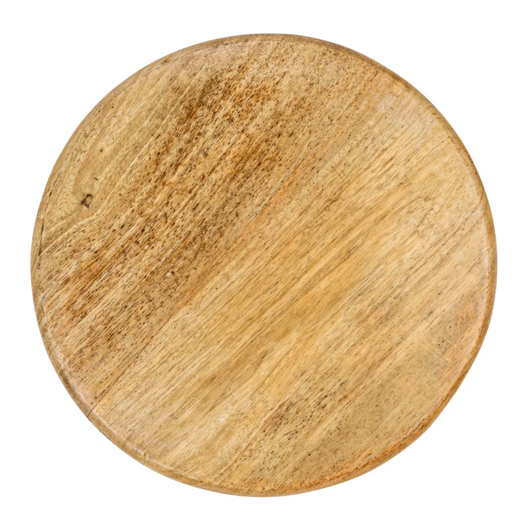 9.8" Hand-Carved Round Mango Wood Pedestal