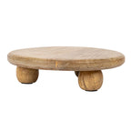 9.8" Hand-Carved Round Mango Wood Pedestal