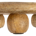 9.8" Hand-Carved Round Mango Wood Pedestal