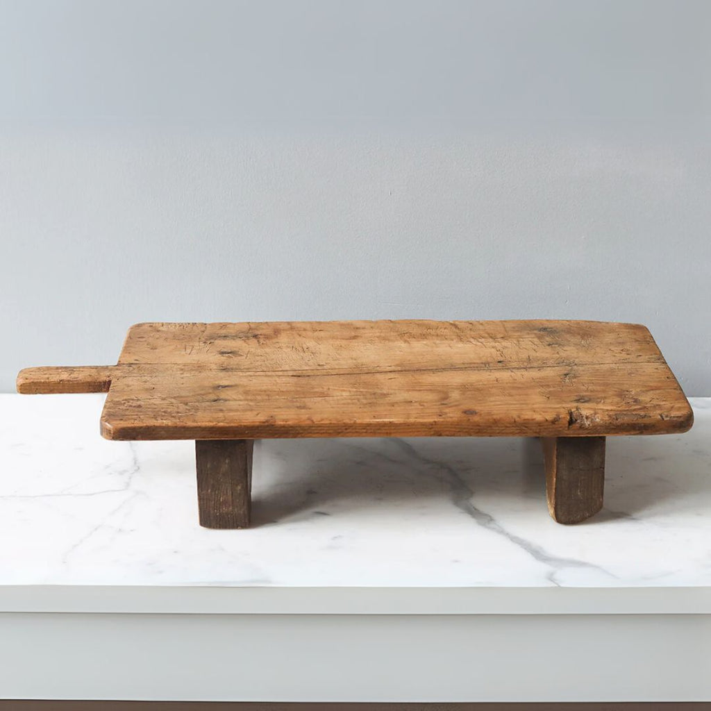 Found Footed Riser Wooden Board Tray – Rectangle, Medium