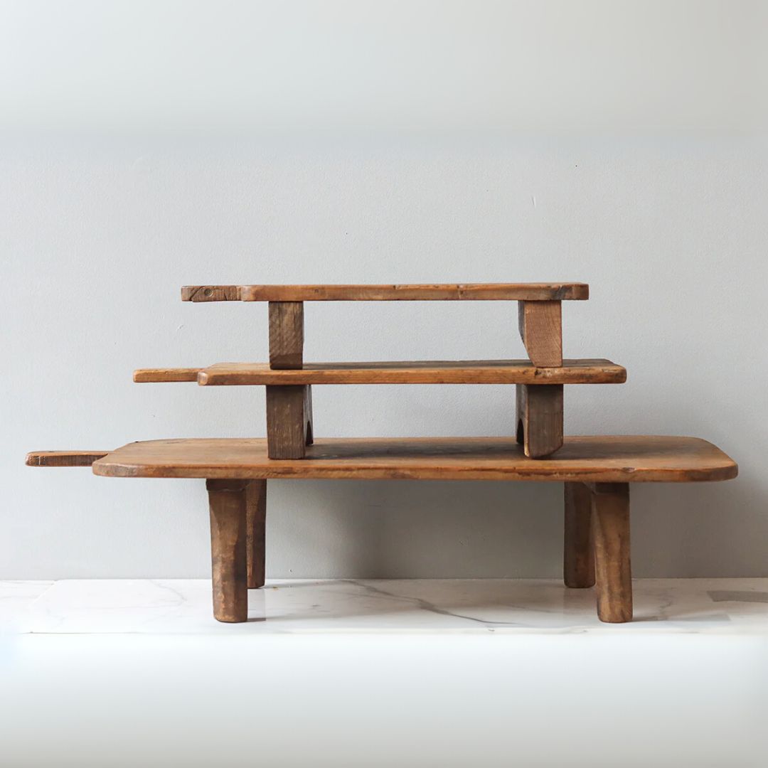 Found Footed Riser Wooden Board Tray – Rectangle, Medium