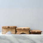 Found Footed Riser Wooden Board Tray – Rectangle, Medium