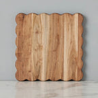 Square Scalloped Wooden Cutting Board - Medium