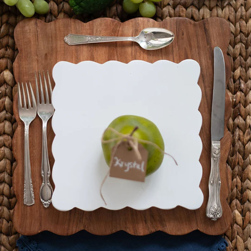 Square Scalloped Wooden Cutting Board - Medium