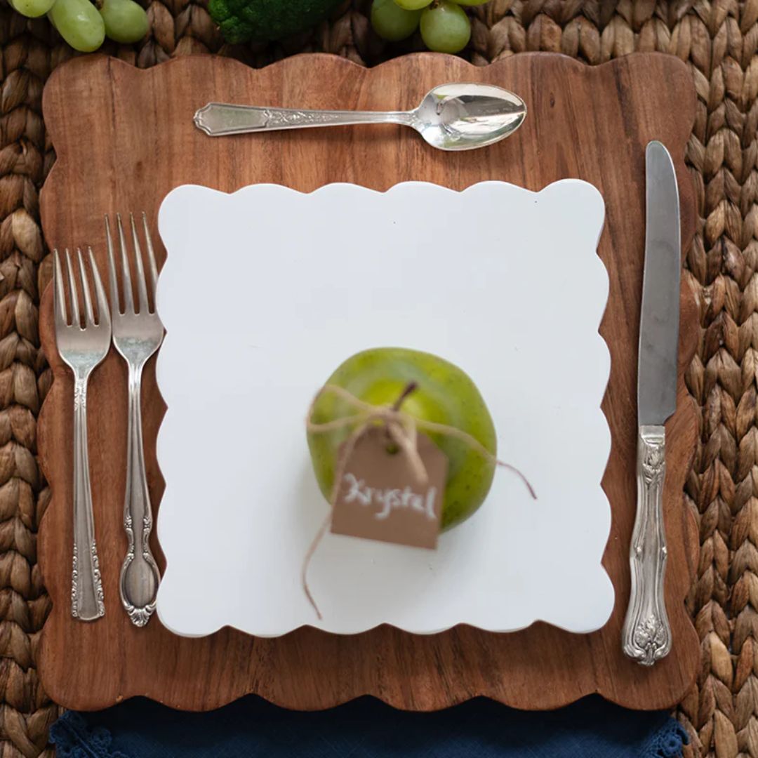 Square Scalloped Wooden Cutting Board - Medium