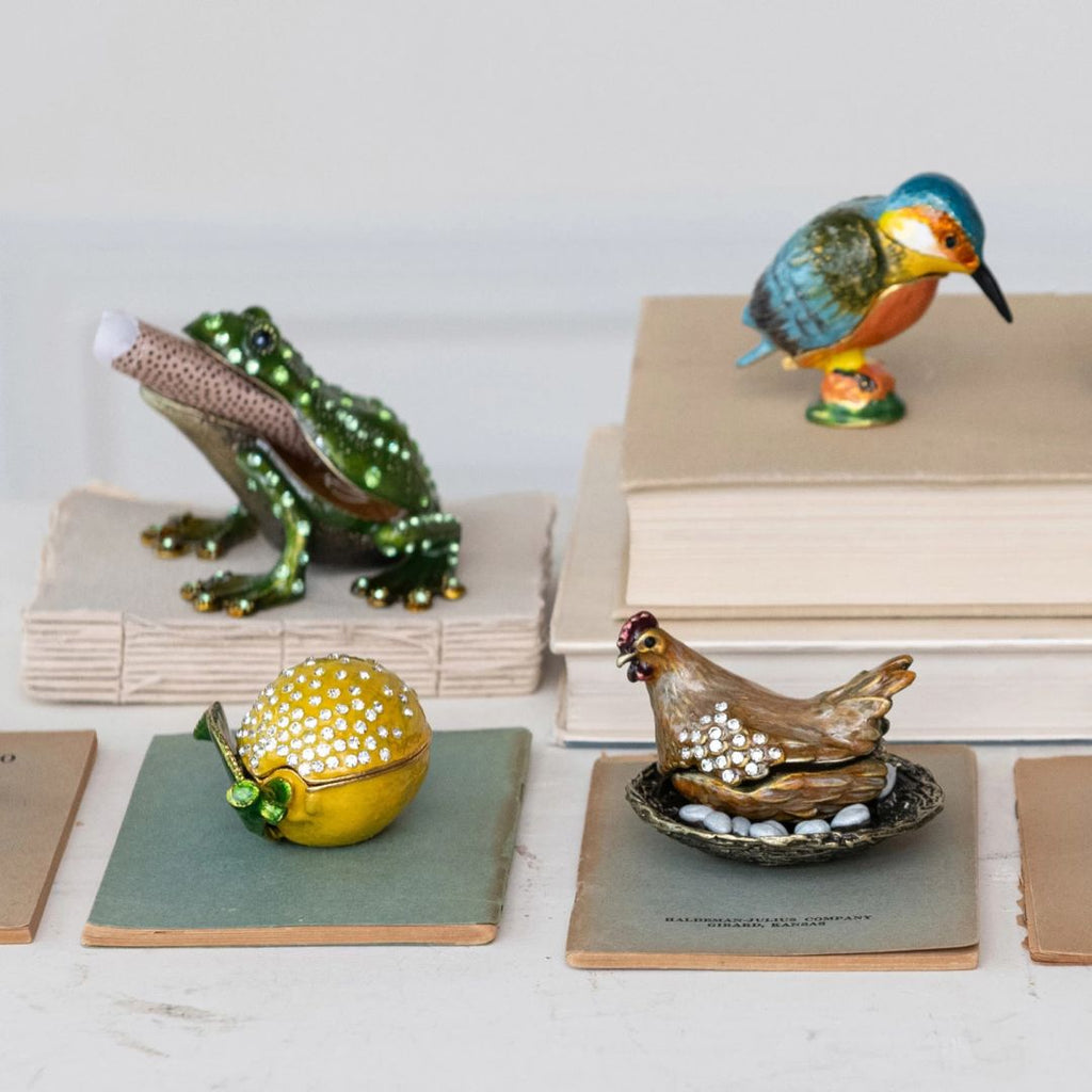 Metal Hen On Nest Trinket Box