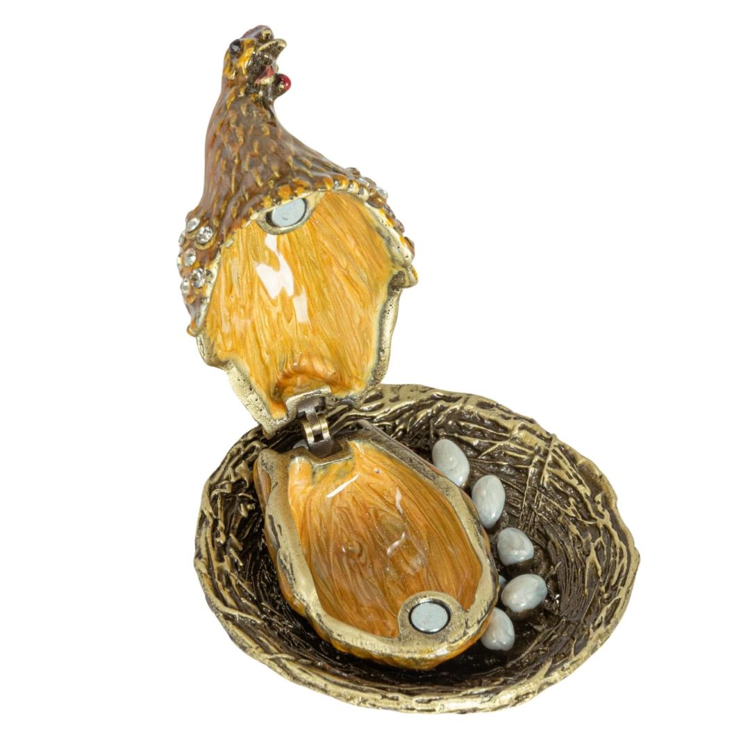 Metal Hen On Nest Trinket Box