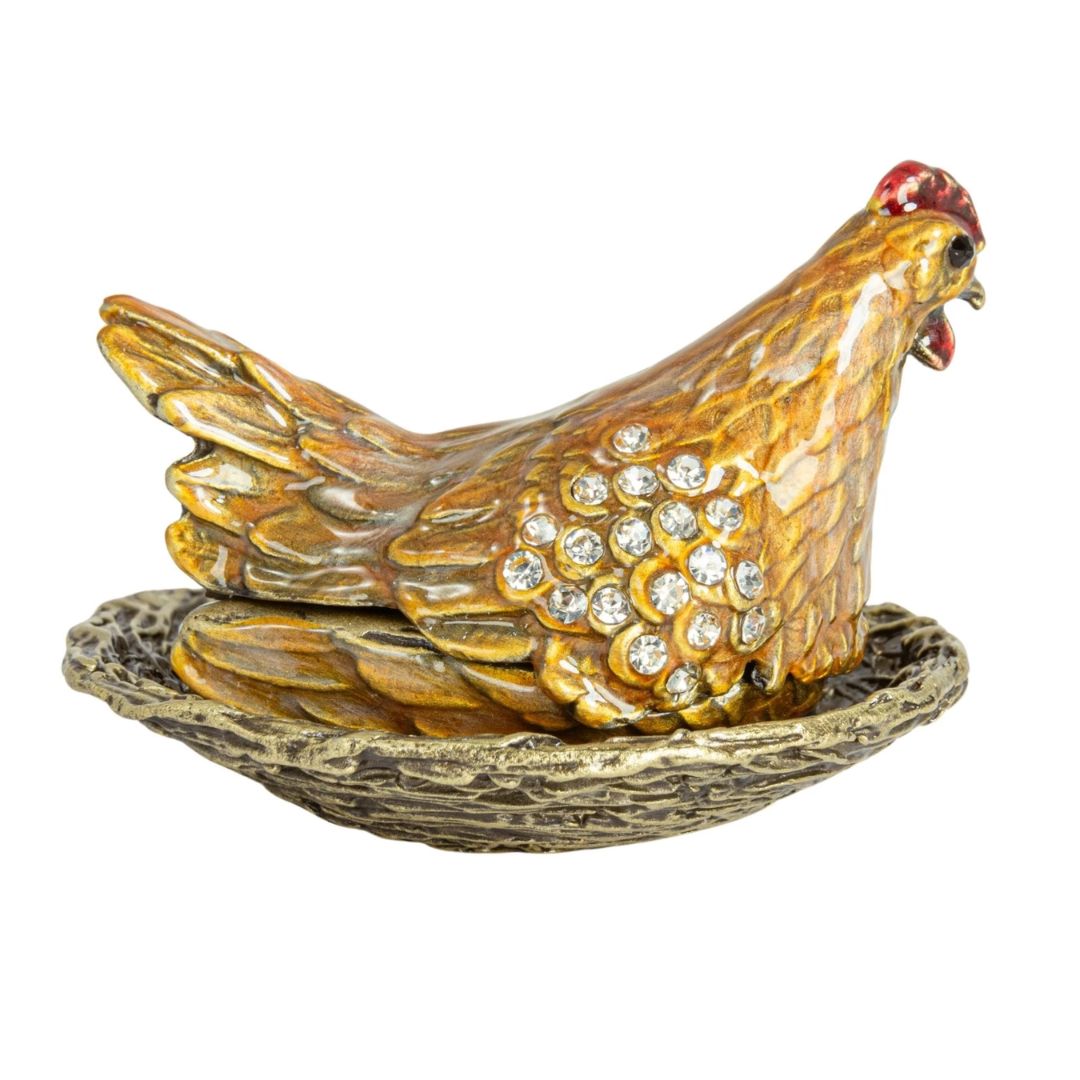 Metal Hen On Nest Trinket Box