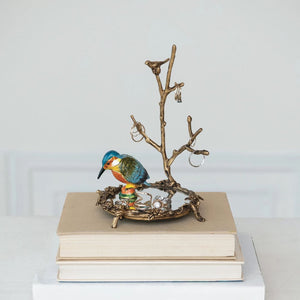Metal Kingfisher Shaped Trinket Box