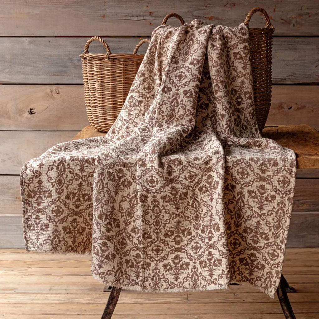 Millet Botanical Cotton Print Throw Blanket