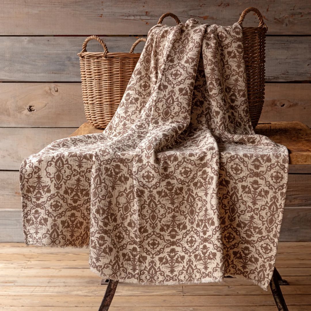 Millet Botanical Cotton Print Throw Blanket