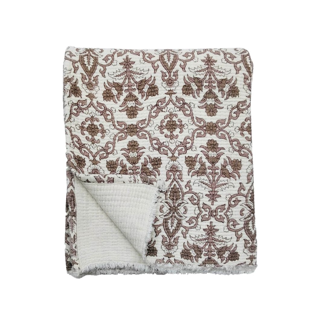 Millet Botanical Cotton Print Throw Blanket