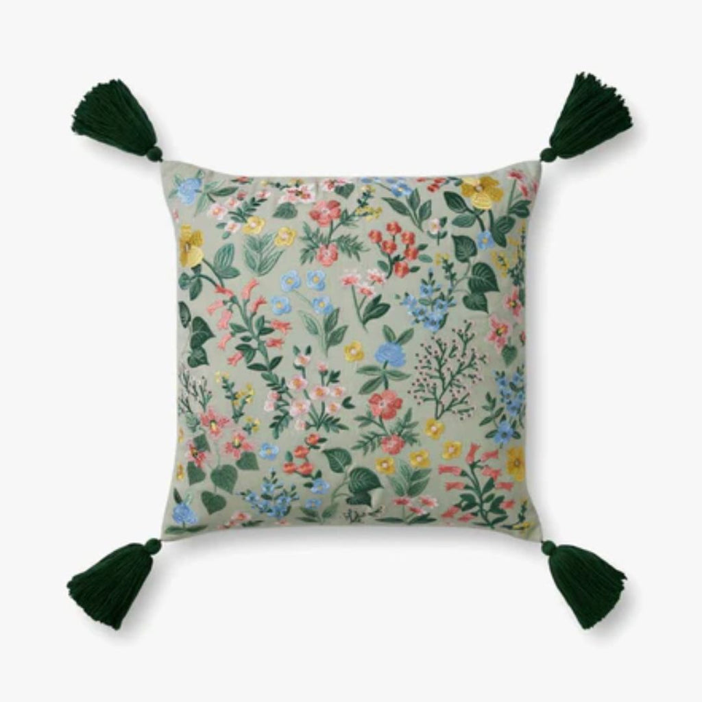 Mint Wildflowers with Tassels - 22x22"
