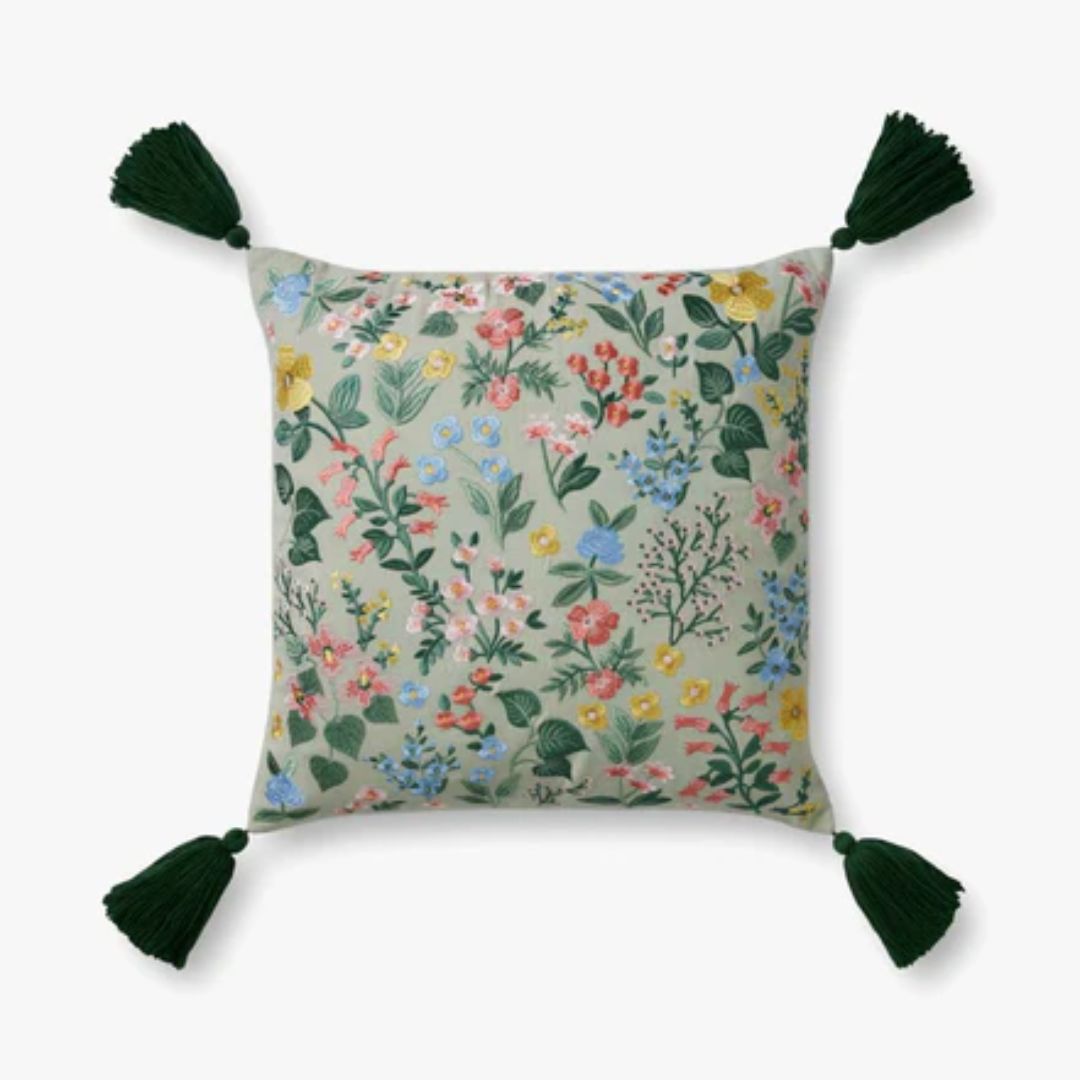 Mint Wildflowers with Tassels - 22x22"