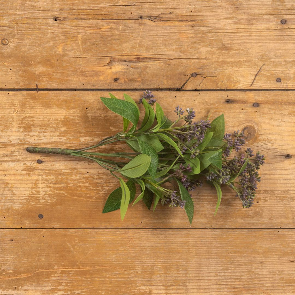 Mountain Laurel With Purple Berries - Faux Plant Decor