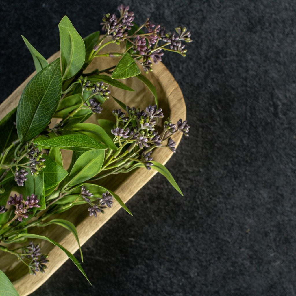Mountain Laurel With Purple Berries - Faux Plant Decor