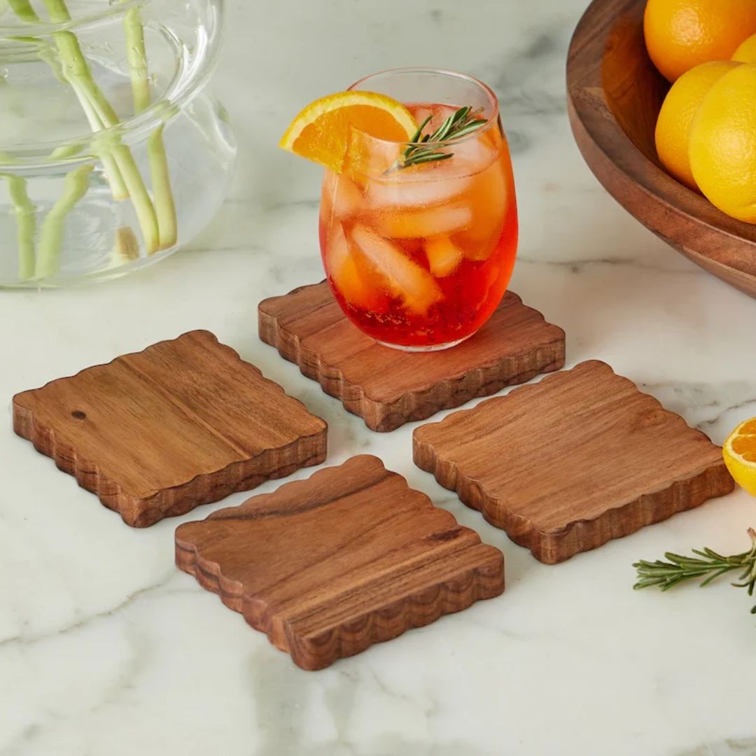 Natural Scalloped Coasters - Set of 4