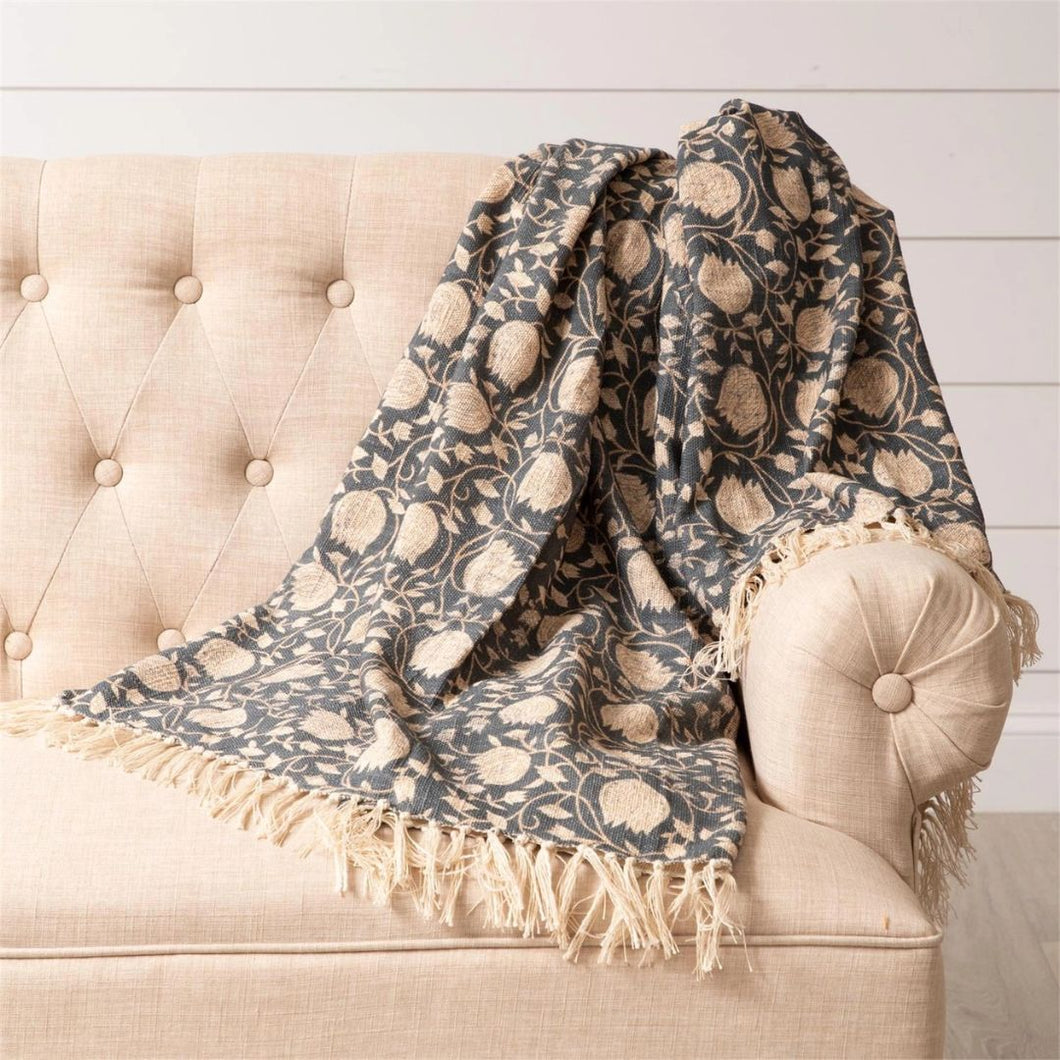 Navy Block Print Throw Pillow