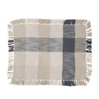 Cotton Placemat With Buffalo Check and Fringe – Navy Blue