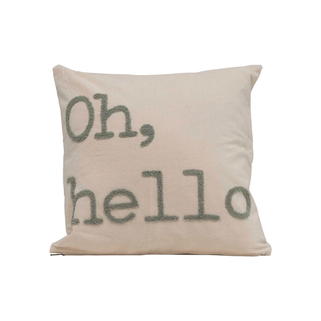 Oh Hello Cotton Throw Pillow