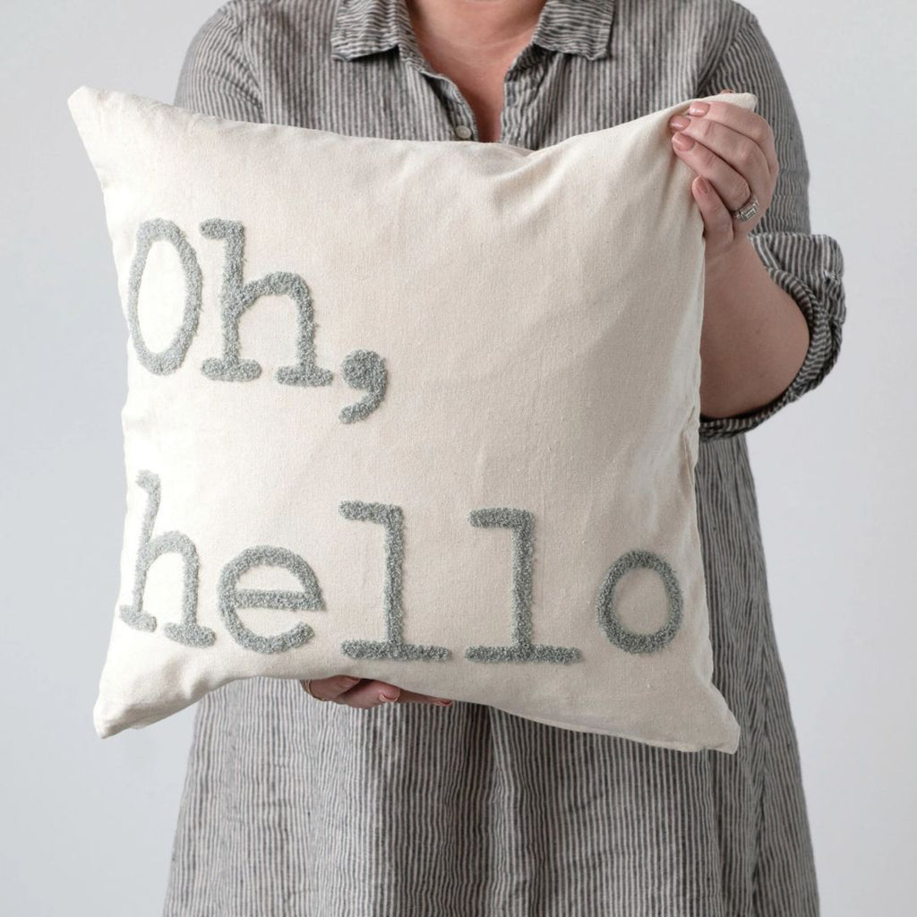 Oh Hello Cotton Throw Pillow