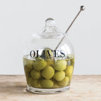 Olives Glass Jar with Spoon Set