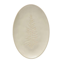 Oval Debossed Stoneware Platter with Tree Design - White - 12.25" x 8.25"
