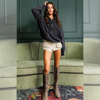 Oversize Fit Washed Pullover Hoodie - Black