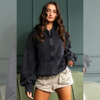 Oversize Fit Washed Pullover Hoodie - Black