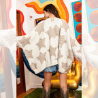 Oversized Star Pullover Sweater Cardigan - Cream